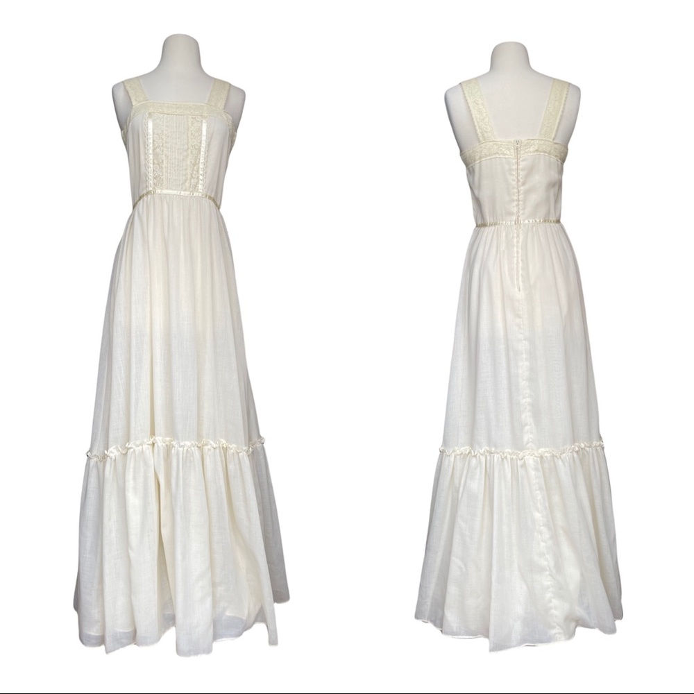 Vintage 70s dress Jody T of California  EUC dress jacket set cream prairie